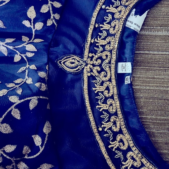 Full length navy blue flared Anarkali gown brand new with tag in 40 size - Picture 8 of 8